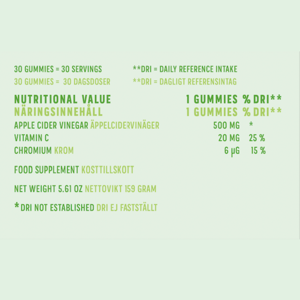 Apple Cider Vinegar Gummies + Vitamin C & Krom 30 Gummies Äpplesmak