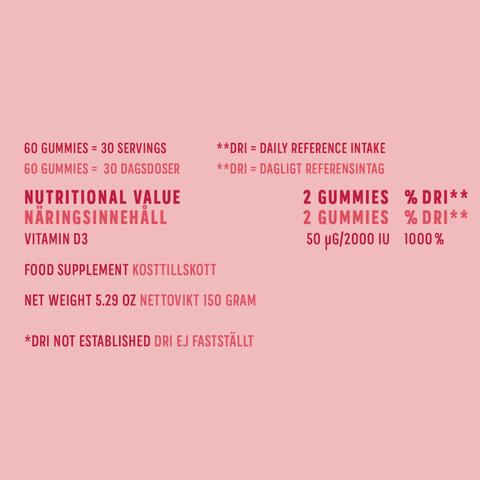 Vitamin D3 2000 IU 60 Gummies Apelsinsmak